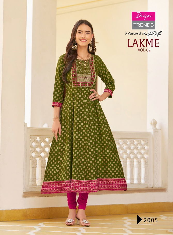 Lakme Vol 2 By Diya Trends Rayon Anarkali Kurtis Wholesale Price In Surat
